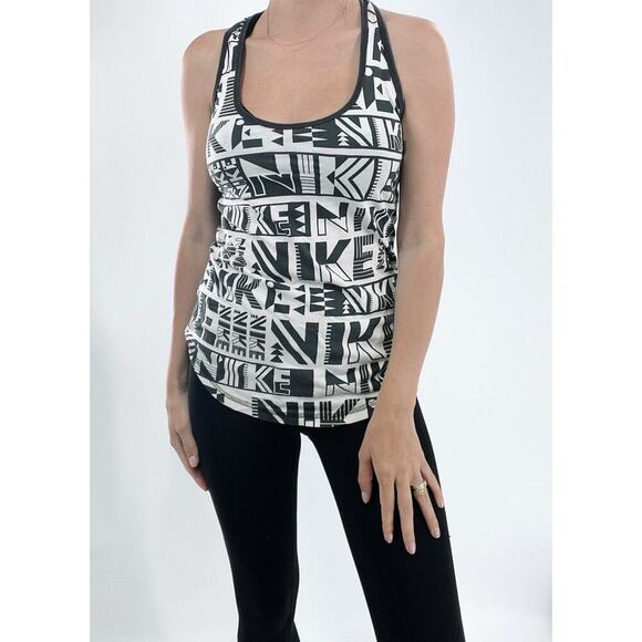 Nike Tops - Nike Gray and White Printed Scoop Neck Sleeveless Tank Top Size XS